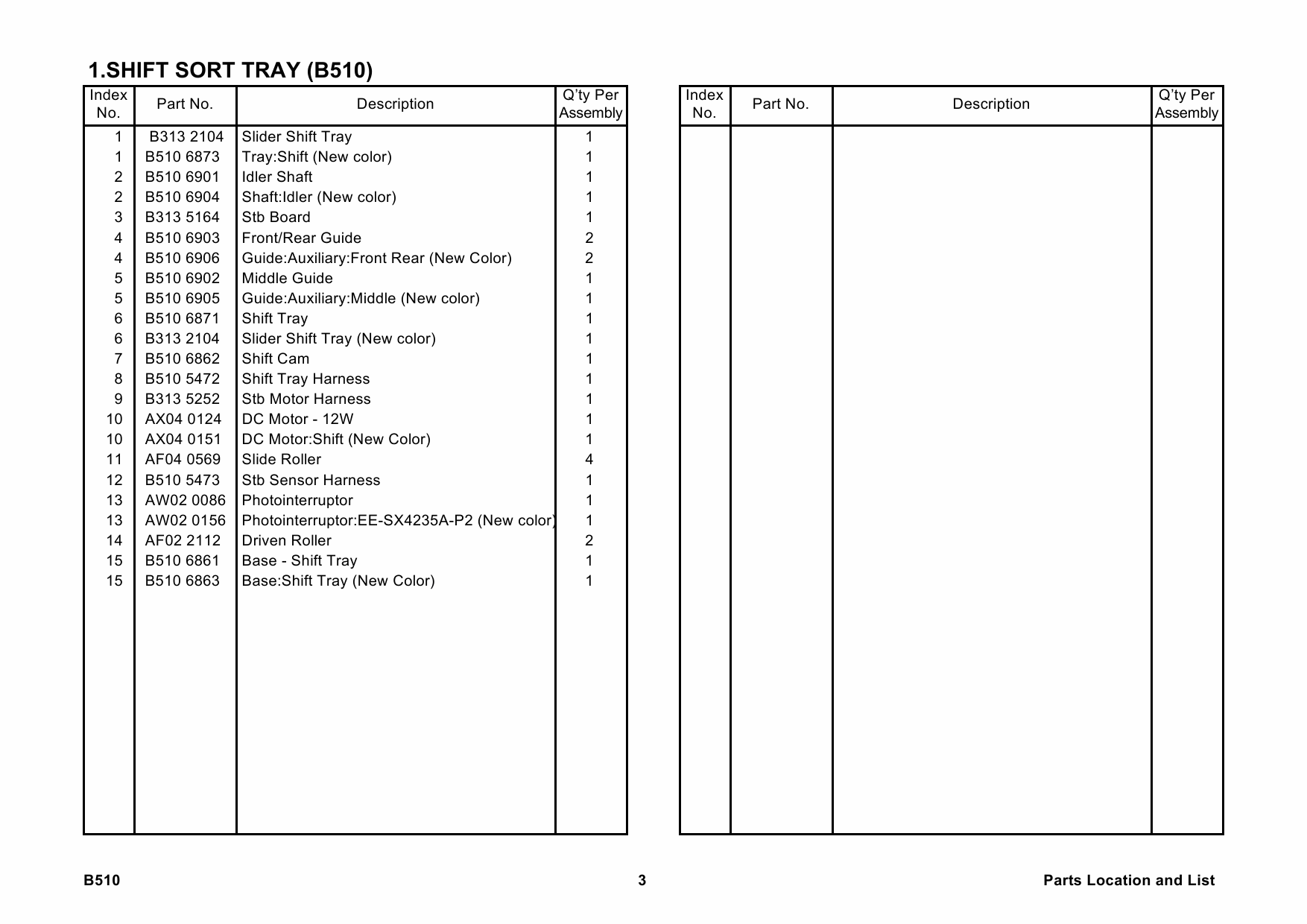 RICOH Options B510 INTERNAL-SHIFT-SORT-TRAY-TYPE-1232 Parts Catalog PDF download-5